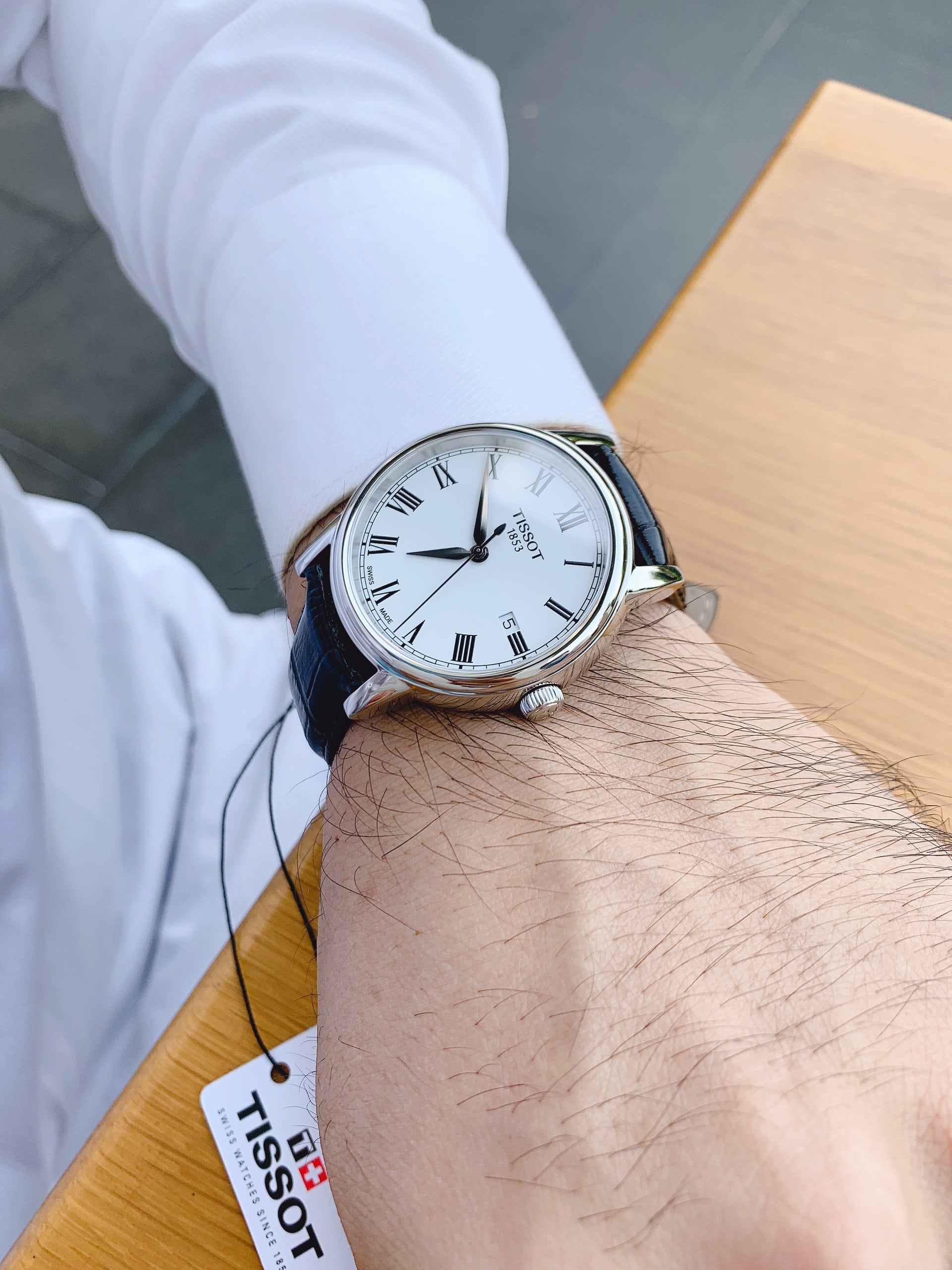 Tissot T Classic Carson White Dial Black Leather Strap Watch for Men - T085.410.16.013.00