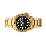 Seiko 5 Sports Automatic Black Dial Gold Steel Strap Watch For Men - SRPK18