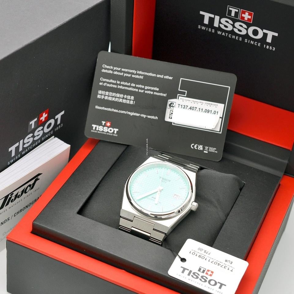 Tissot PRX Powermatic 80 Automatic Mint Green Dial Silver Steel Strap Watch for Men - T137.407.11.091.01