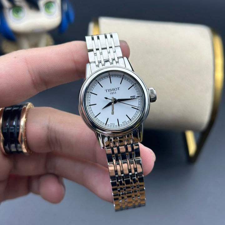 Tissot T Classic Carson Automatic White Dial Silver Steel Strap Watch For Women - T085.207.11.011.00