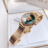 Versace Palazzo Empire Greca Green Dial Gold Mesh Bracelet Watch for Women - VEDV00819