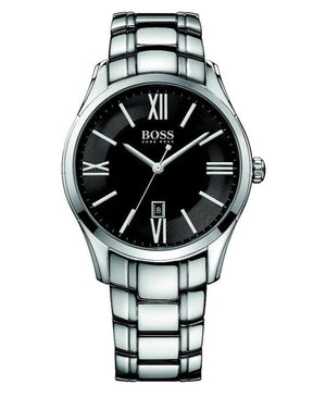 Hugo Boss Governer Black Dial Silver Steel Strap Watch for Men - 1513488