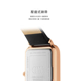 Daniel Wellington Quadro White Dial Black Leather Strap Watch For Women - DW00100450