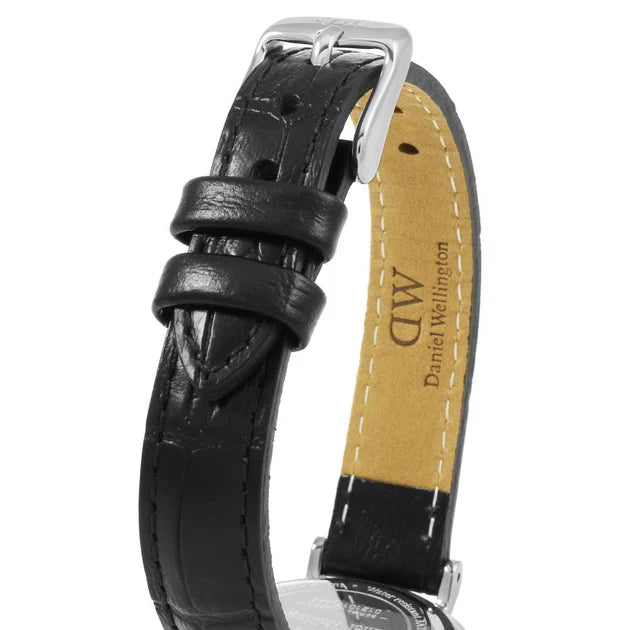 Daniel Wellington Classic Petite Reading White Dial Black Leather Strap Watch For Women - DW00100241