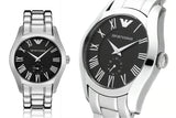 Emporio Armani Valente Black Dial Silver Steel Strap Watch For Men - AR0680