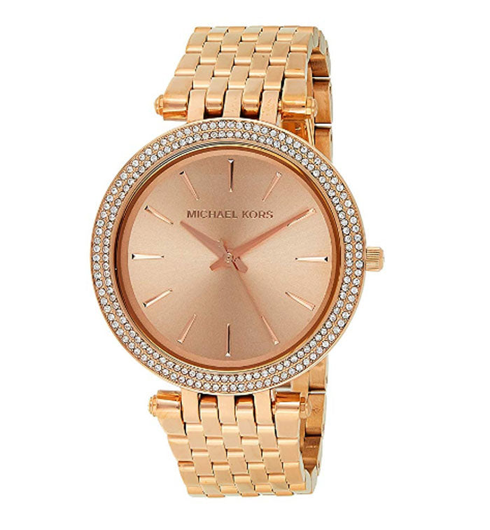 Michael Kors Darci Rose Gold Dial with Diamonds Rose Gold Stainless Steel Strap Watch for Women - MK3192