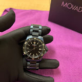 Movado Series 800 Black Dial Blue Ion Plated Steel Strap Watch for Men - 2600139