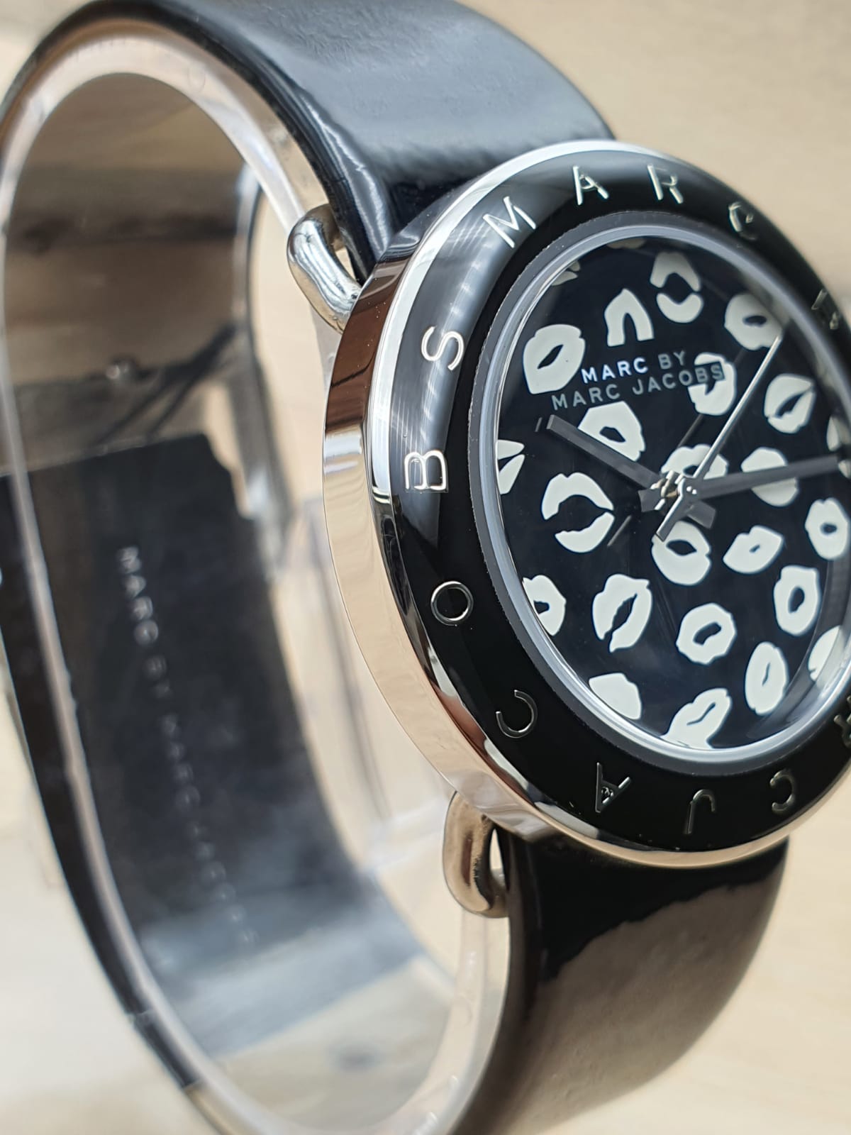 Marc Jacobs Amy Black Dial Black Leather Strap Watch for Women - MBM1163