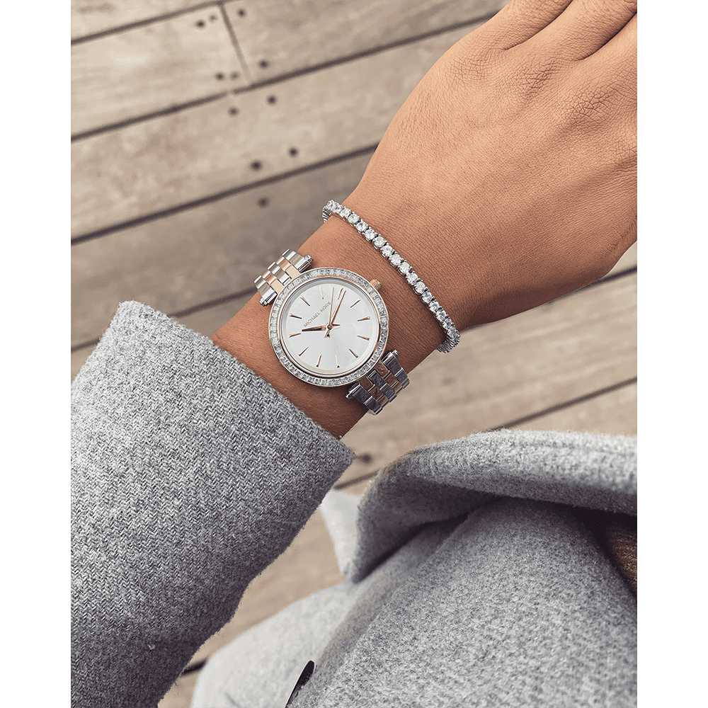 Michael Kors Darci Silver Dial Two Tone Steel Strap Watch for Women - MK3405