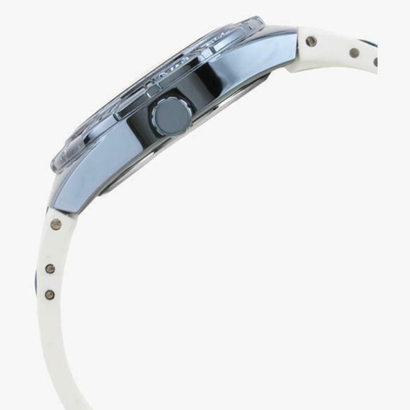 Guess Luna Diamonds White Dial White Rubber Strap Watch for Women - W0653L2