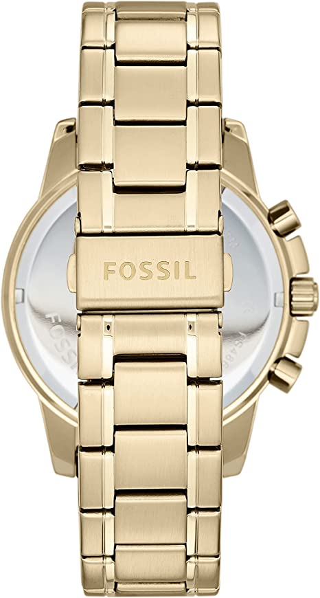 Fossil Dean Chronograph Champagne Dial Gold Steel Strap Watch for Men - FS4867