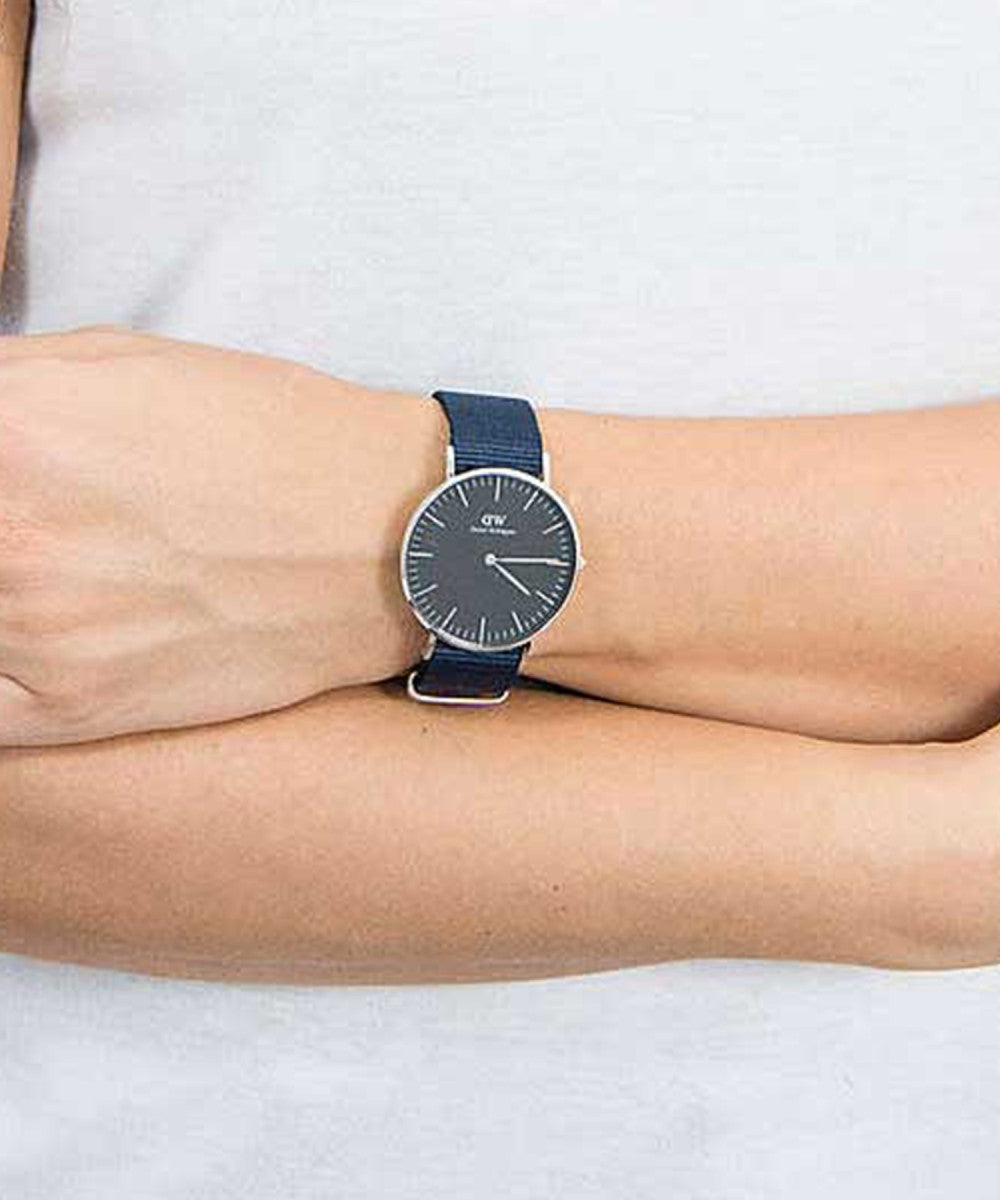 Daniel Wellington Classic Bayswater Black Dial Black NATO Strap Watch For Women - DW00100282