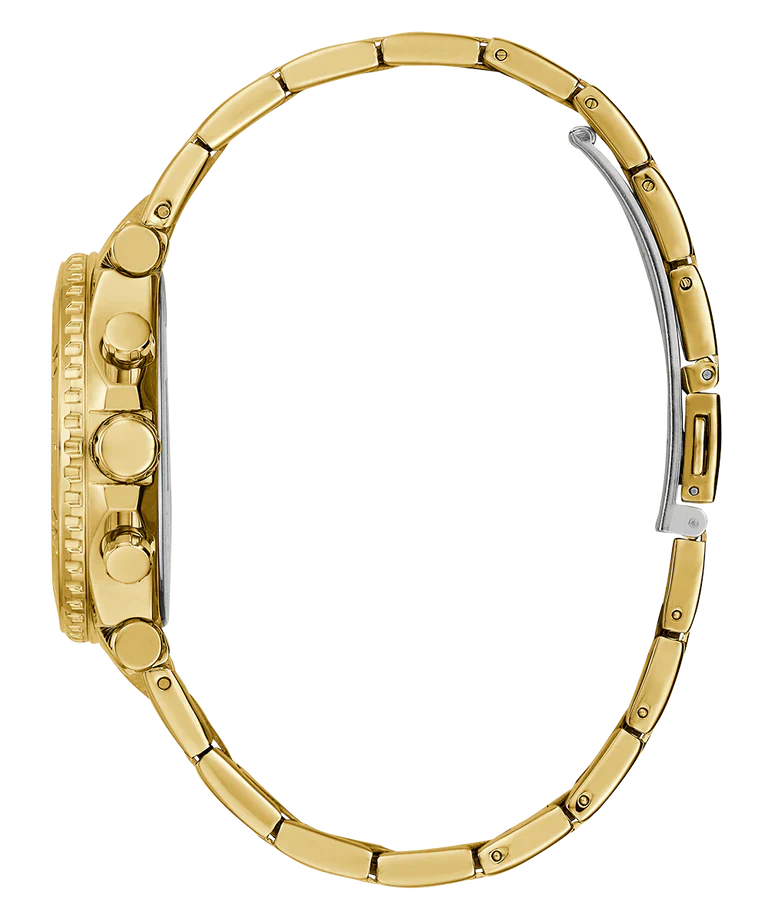 Guess Cosmo Chronograph Green Dial Gold Steel Strap Watch For Women - GW0465L5