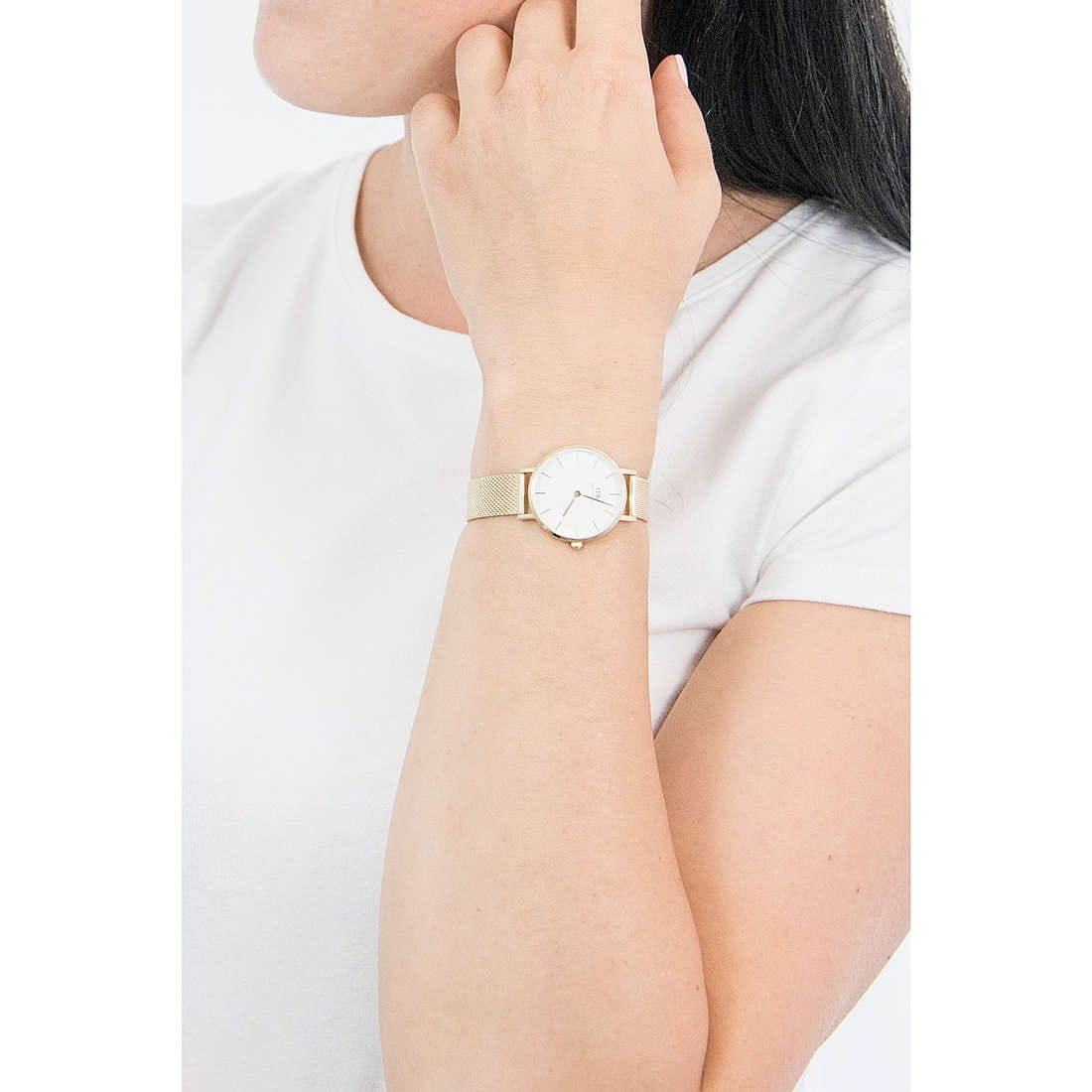 Daniel Wellington Classic Petite Evergold White Dial Gold Mesh Bracelet Watch For Women - DW00100350