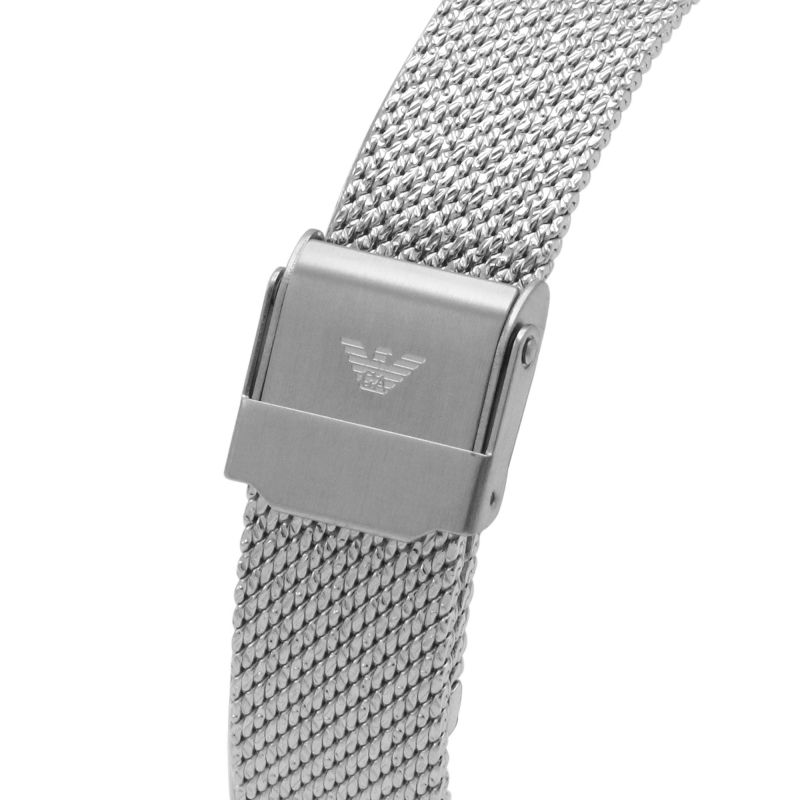 Emporio Armani Kappa Silver Dial Silver Mesh Bracelet Watch For Women - AR11128