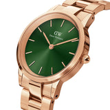 Daniel Wellington Iconic Link Emerald Green Dial Rose Gold Steel Strap Watch For Women - DW00100419
