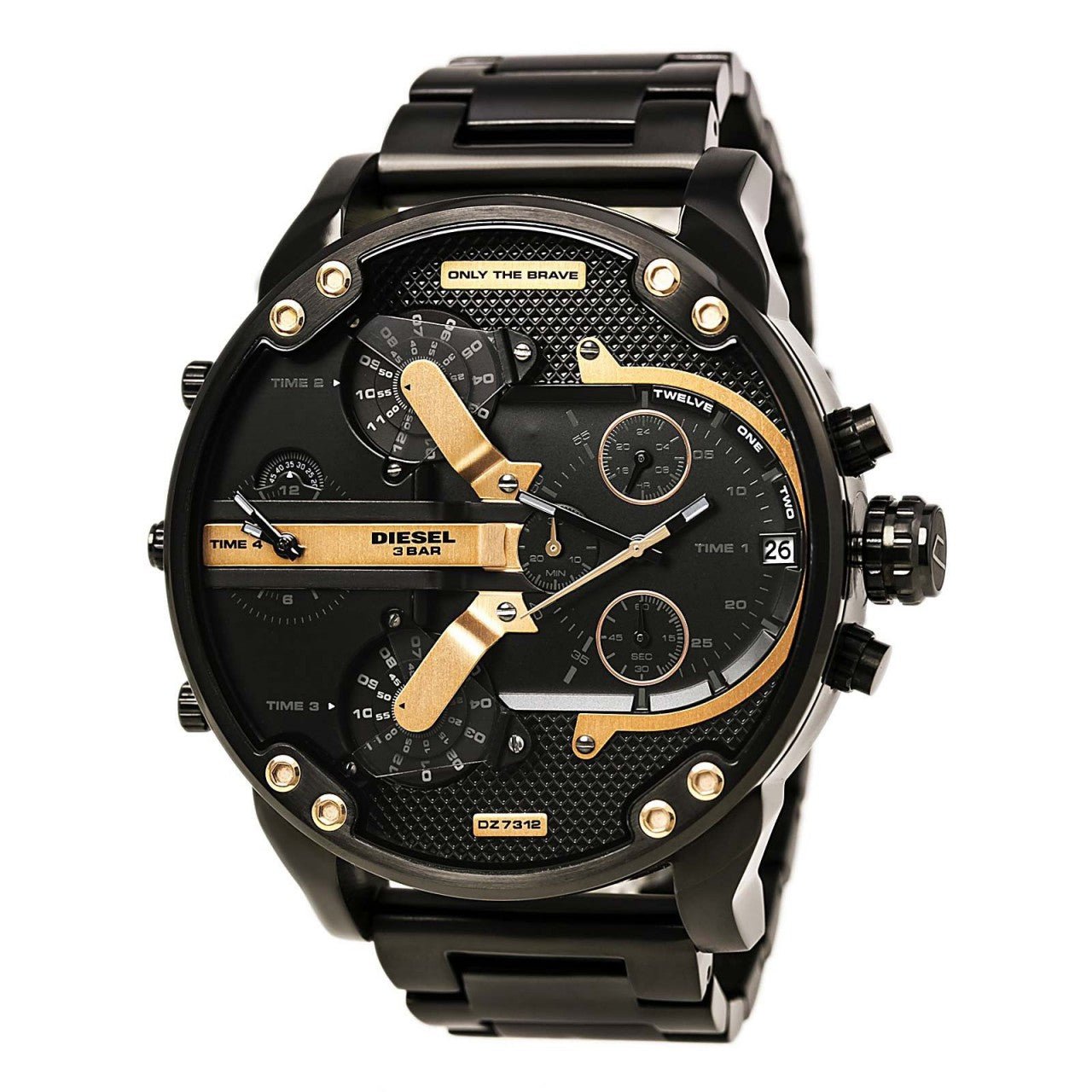 Diesel Big Daddy Chronograph Black Dial Black Steel Strap Watch For Men - DZ7312
