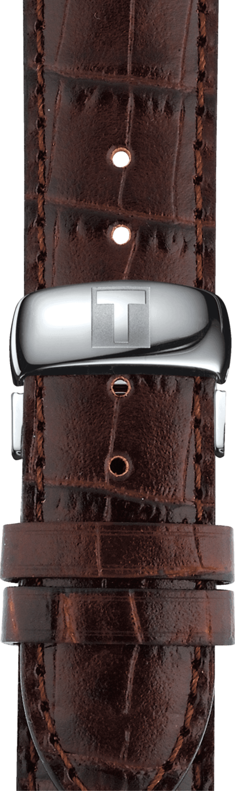 Tissot Automatics III Steel White Dial Brown Leather Strap Watch For Men - T065.430.16.031.00