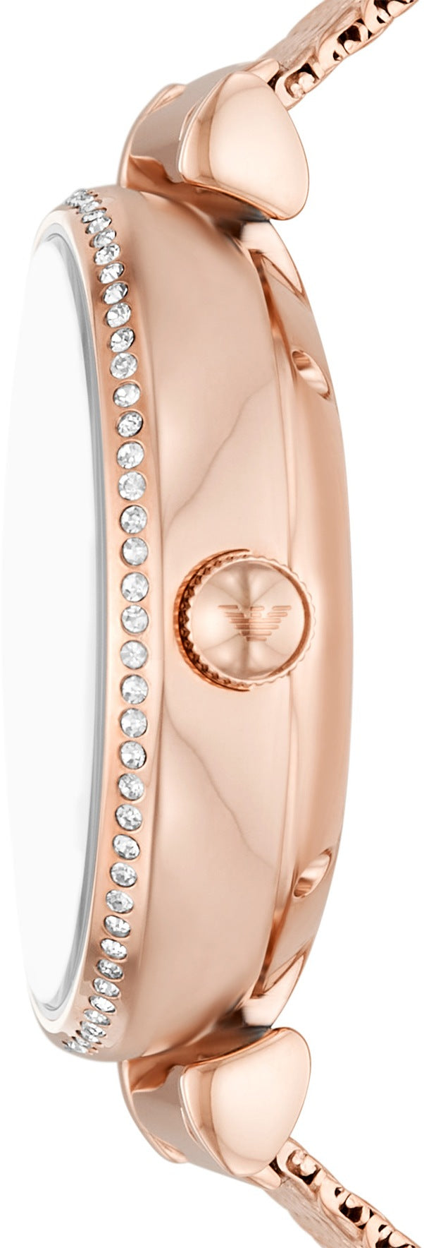 Emporio Armani Meccanico Automatic White Dial Rose Gold Mesh Strap Watch For Women - AR60063