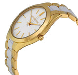 Michael Kors Slim Runway Quartz White Dial Two Tone Steel Strap Watch For Women - MK4295