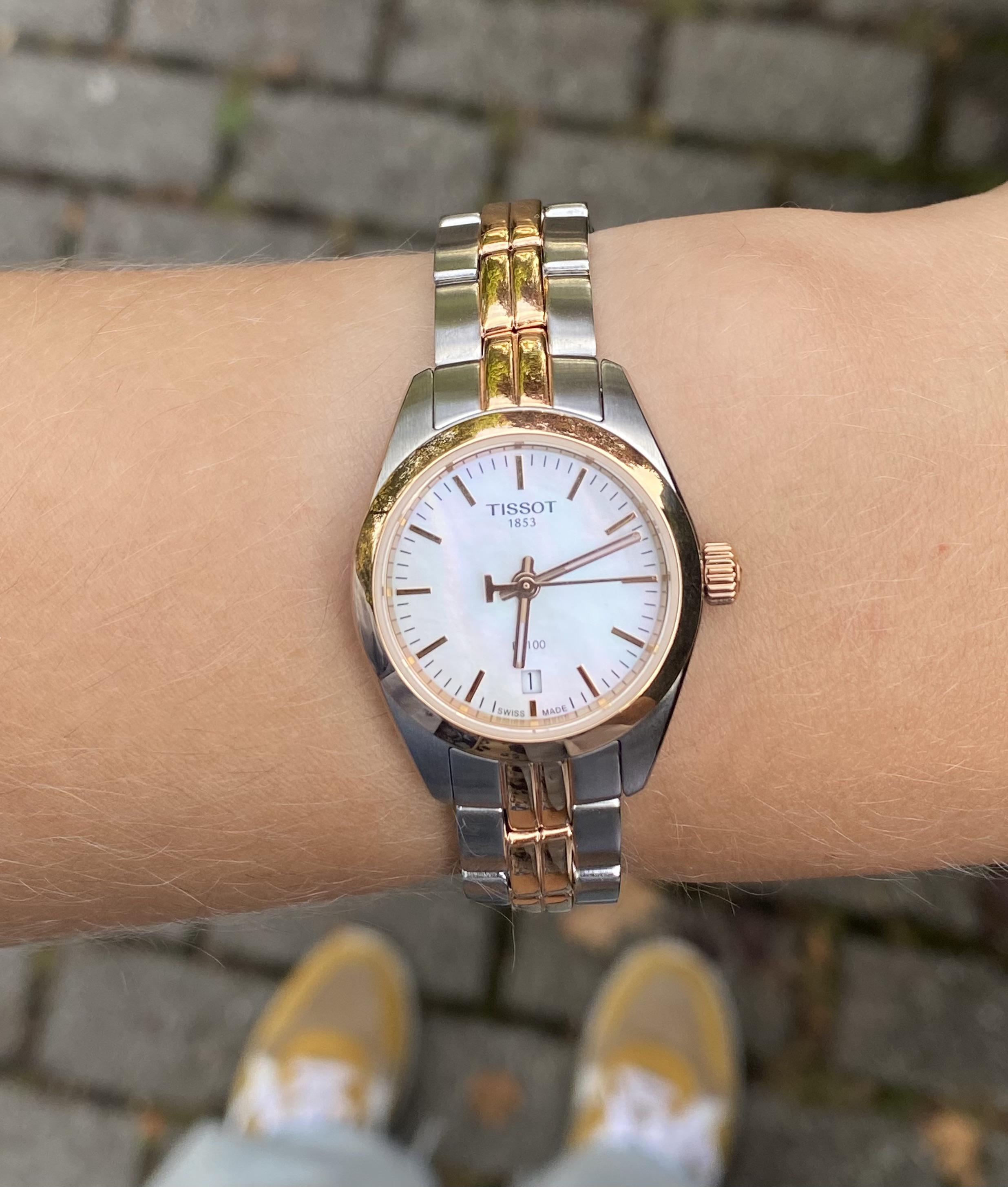 Tissot T Classic PR100 Mother of Pearl Dial Two Tone Steel Strap Watch for Women - T101.010.22.111.01