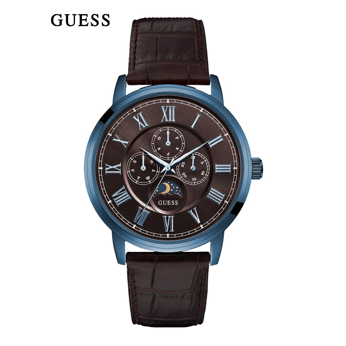 Guess Delancy Analog Brown Dial Brown Leather Strap Watch For Men - W0870G3