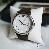 Emporio Armani Herren White Dial Brown Leather Strap Watch For Men - AR11103