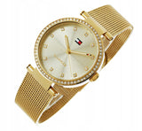 Tommy Hilfiger Lynn Quartz Gold Dial Gold Mesh Bracelet Watch For Women - 1781864