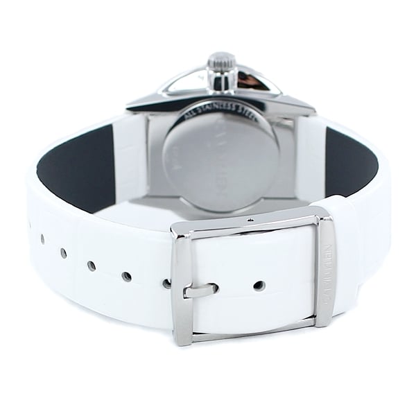 Calvin Klein Accent Silver Dial White Leather Strap Watch for Women - K2Y231K6