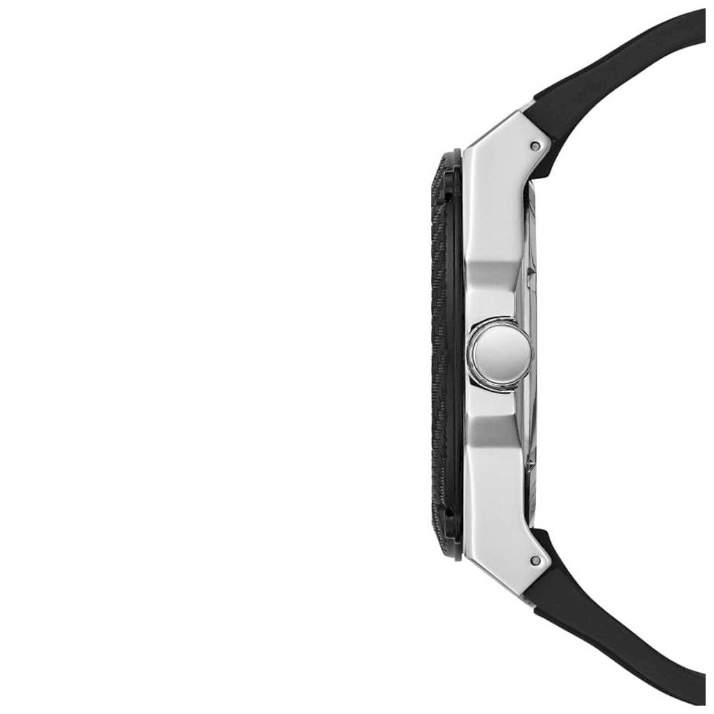 Guess Legacy White Dial Black Rubber Strap Watch For Men - W1049G3