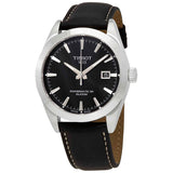 Tissot Gentleman Powermatic 80 Silicium Black Dial Black Leather Strap Watch For Men - T127.407.16.051.00