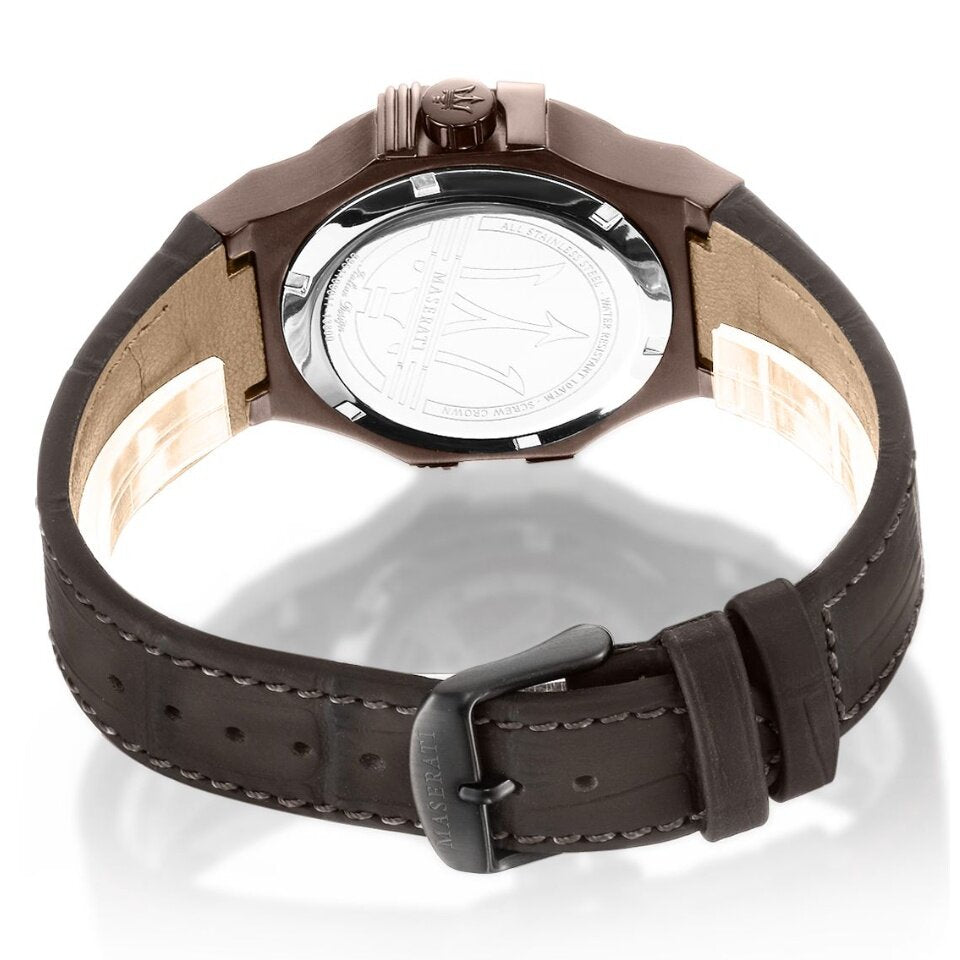 Maserati Potenza Brown Dial Brown Leather Strap Watch For Men - R8851108011