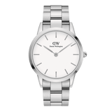 Daniel Wellington Iconic Link White Dial Silver Steel Strap Watch For Women - DW00100207