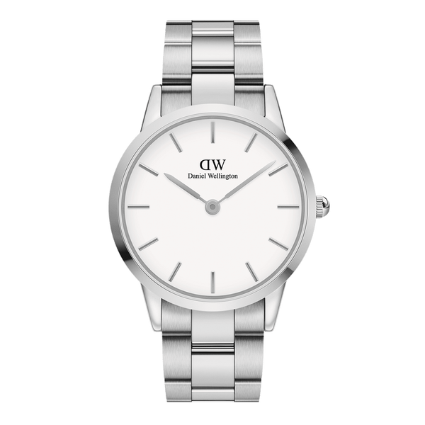Daniel Wellington Iconic Link White Dial Silver Steel Strap Watch for Women - DW00100203