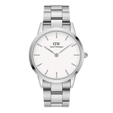 Daniel Wellington Iconic Link White Dial Silver Steel Strap Watch for Women - DW00100203