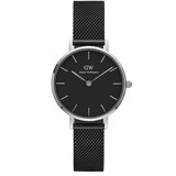 Daniel Wellington Petite Ashfield Black Dial Black Mesh Strap Watch For Women - DW00100202
