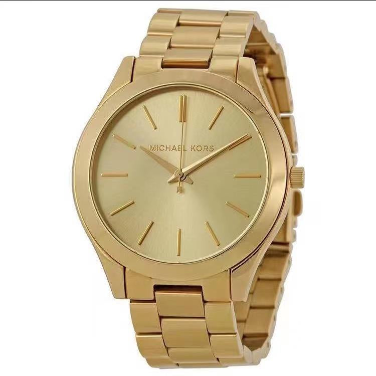 Michael Kors Slim Runway Gold Dial Gold Stainless Steel Strap Watch for Women - MK3179