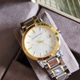 Burberry The City White Dial Two Tone Steel Strap Watch for Women - BU9115