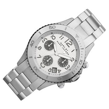 Marc Jacobs Marc Chronograph Silver Dial Silver Steel Strap Watch for Men - MBM3155
