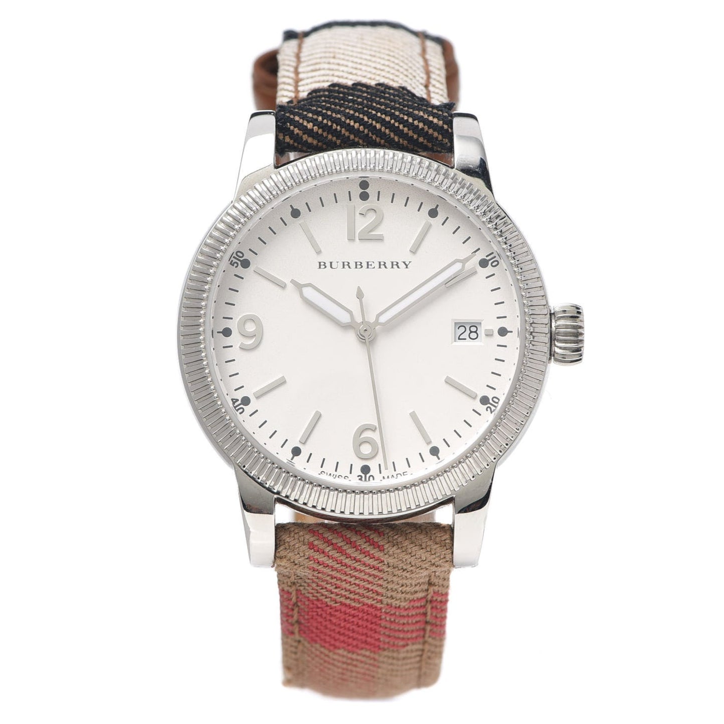 Burberry Utilitarian White Dial Multicolor Leather Strap Watch for Women - BU7824