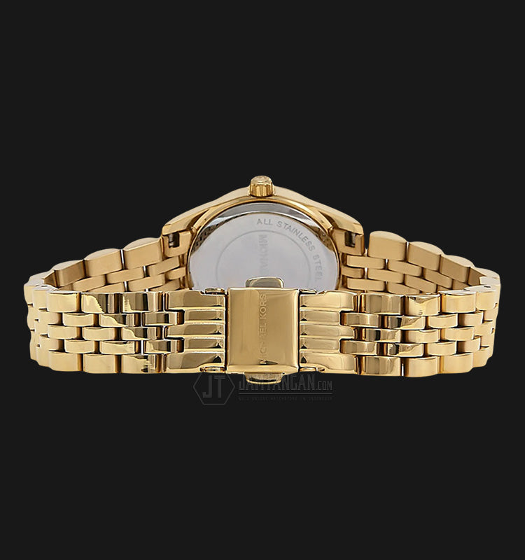 Michael Kors Lexington Quartz Pink Dial Gold Steel Strap Watch For Women - MK3270