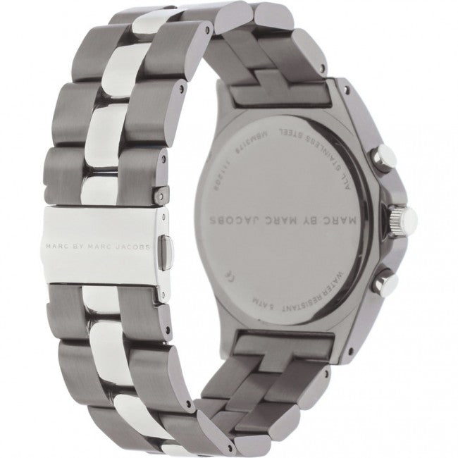 Marc Jacobs Blade Chronograph Black Dial Two Tone Steel Strap Watch for Women - MBM3179