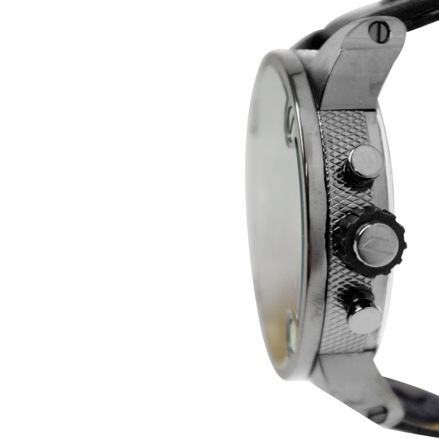 Diesel Badass Chronograph Anthracite Dial Black Leather Strap Watch For Men - DZ7270