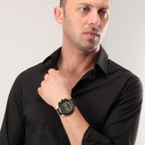 Maserati Traguardo Chronograph Black Dial Black Leather Strap Watch For Men - R8871612033