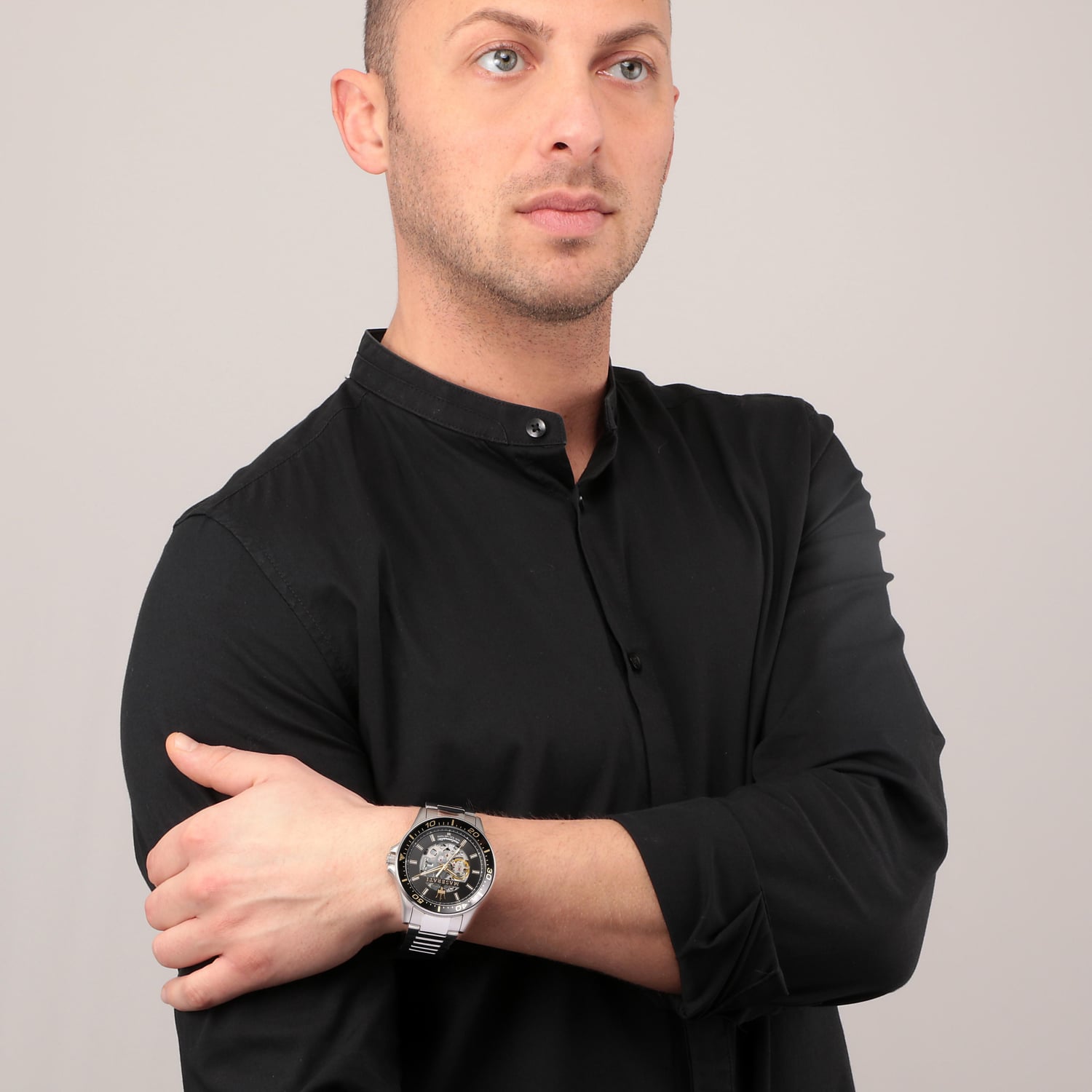 Maserati SFIDA Automatic Black Dial Silver Steel Strap Watch For Men - R8823140002