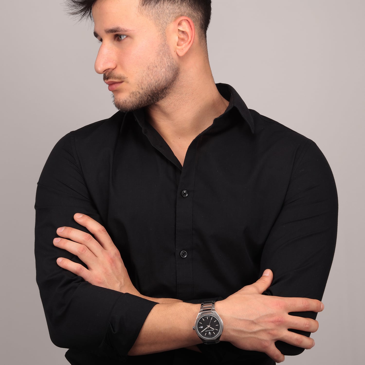 Maserati Stile Analog Black Dial Silver Steel Strap Watch For Men - R8853142003