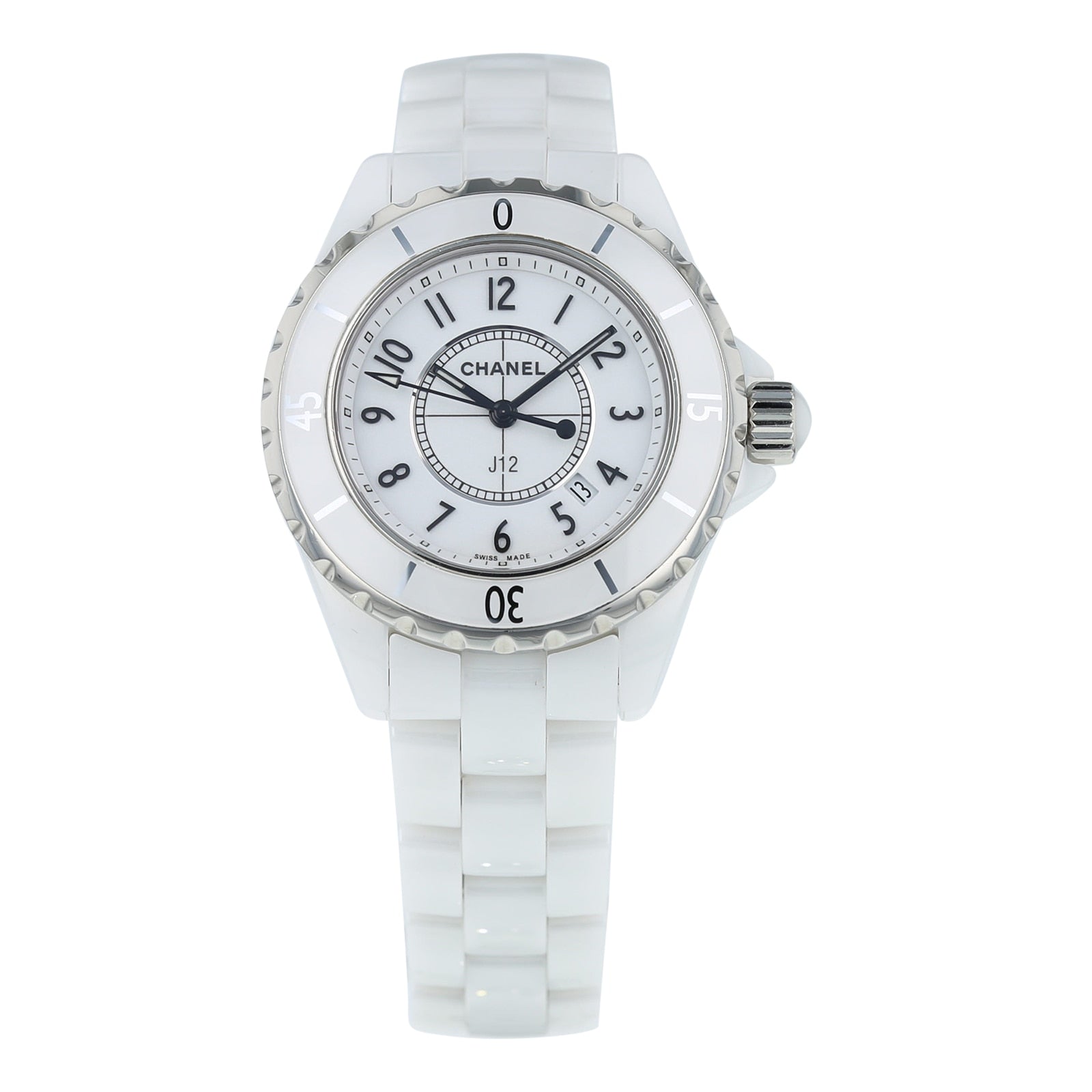 Chanel J12 Ceramic White Dial White Steel Strap Watch for Women - J12 H0968