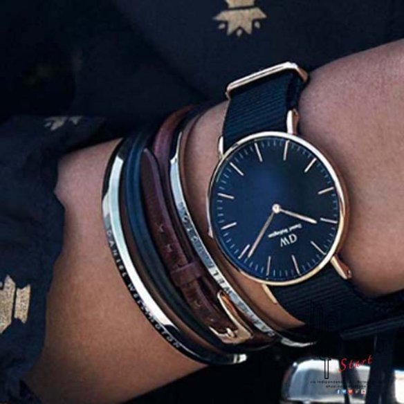 Daniel Wellington Petite Cornwall Black Dial Black Nylon Strap Watch for Women - DW00100247