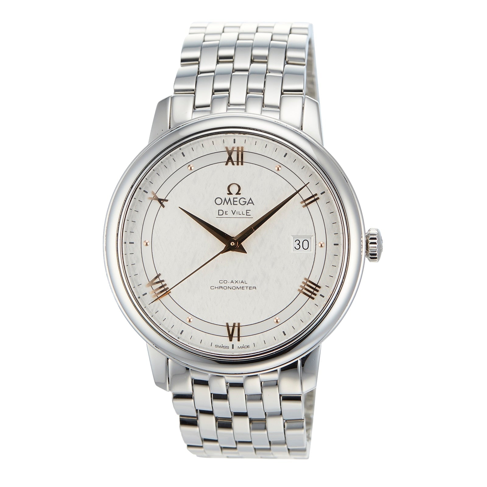 Omega De Ville Prestige Co Axial Silver Dial Silver Steel Strap Watch for Men - 424.10.40.20.02.004