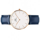 Daniel Wellington Classic Somerset White Dial Blue Leather Strap Watch For Women - DW00100123
